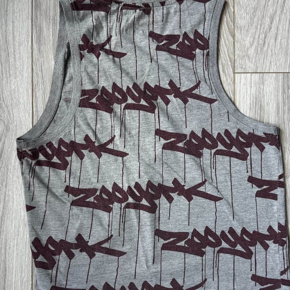 Zoo York Men’s Tank Top – Graffiti Logo Print, Gray, Size M